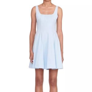 Korea Sky Blue High Neck Sleeveless Skater Mini Dress